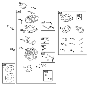Carburetor Group Diagram and Parts List for 305447-0036-F1 200000 - 399999 Briggs and Stratton Engine